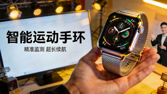 智能运动手环带货直播间的产品细节展示画面